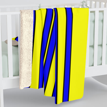 Yellow, Blue Retro Stripes Blanket Throw