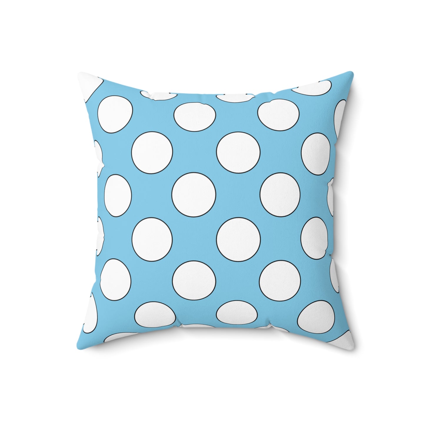 Sky Blue, White Retro Polka Dots Cushion Pillow