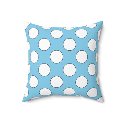 Sky Blue, White Retro Polka Dots Cushion Pillow