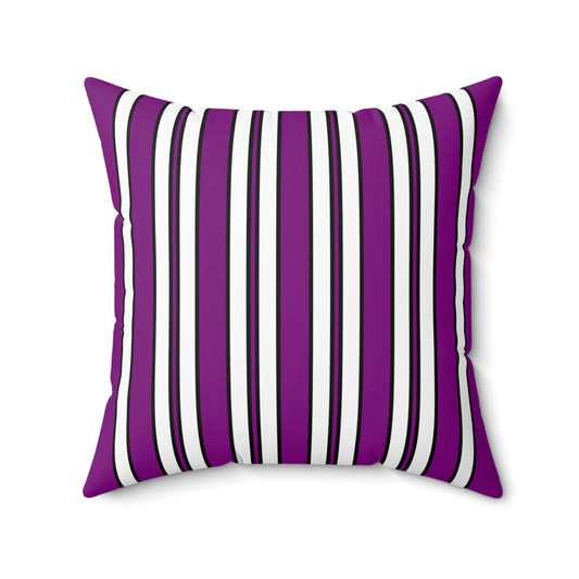 Purple, White Retro Stripes Cushion Pillow