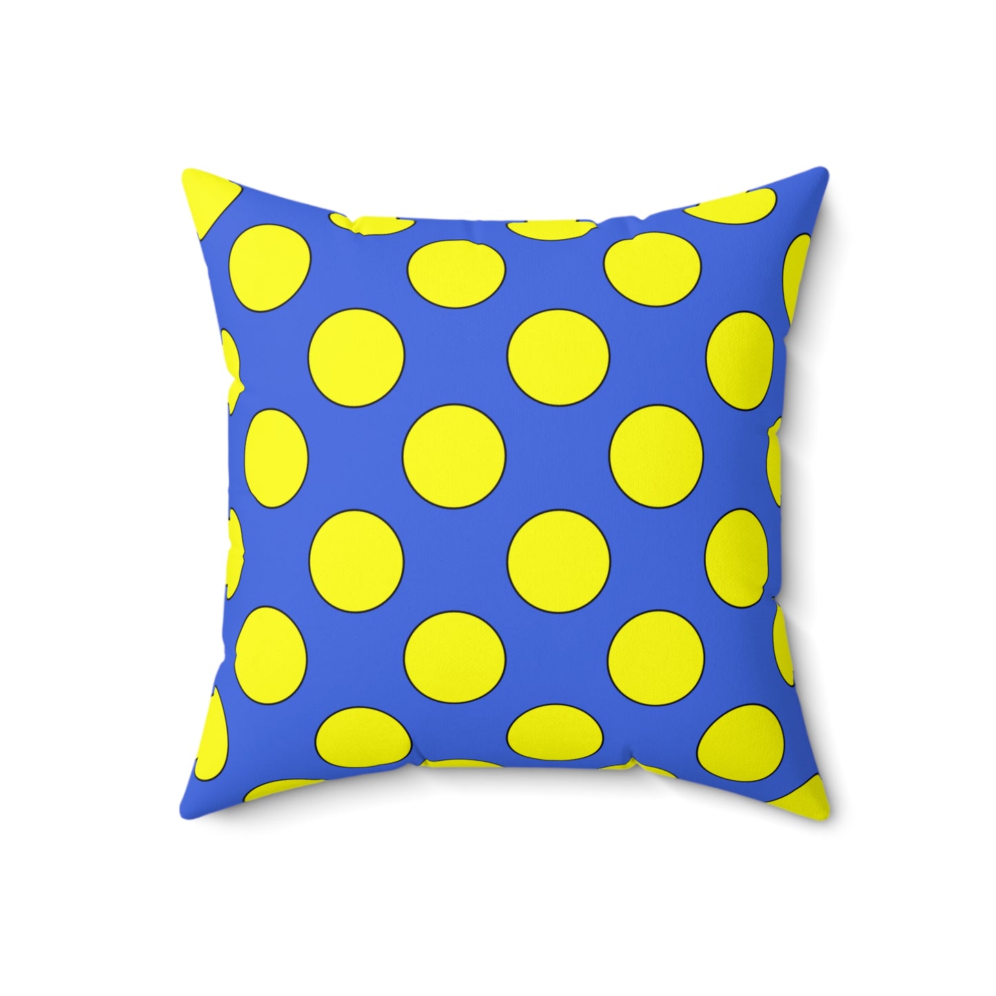 Royal Blue, Yellow Retro Polka Dots Cushion Pillow