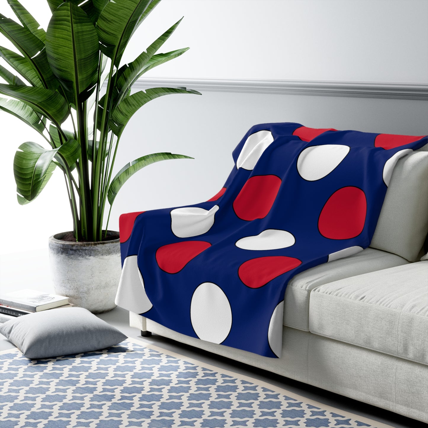 Ascension Island Retro Polka Dots Blanket Throw