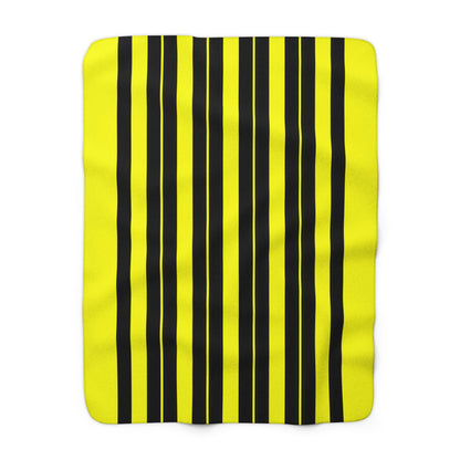 Yellow, Black Retro Stripes Blanket Throw