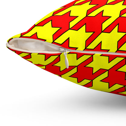 Red, Yellow Retro Houndstooth Cushion Pillow