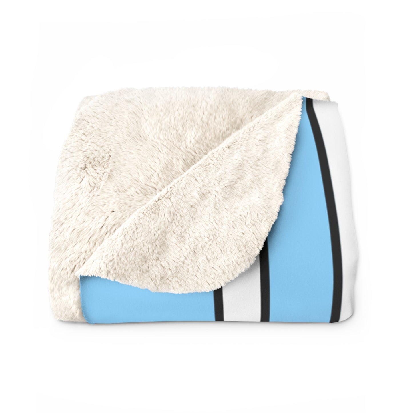 Light Blue, White Retro Stripes Blanket Throw