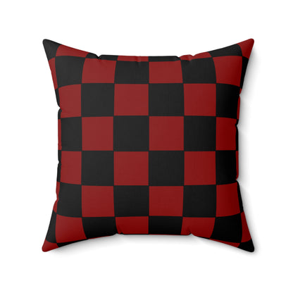 Dark Red, Black Retro Check Cushion Pillow