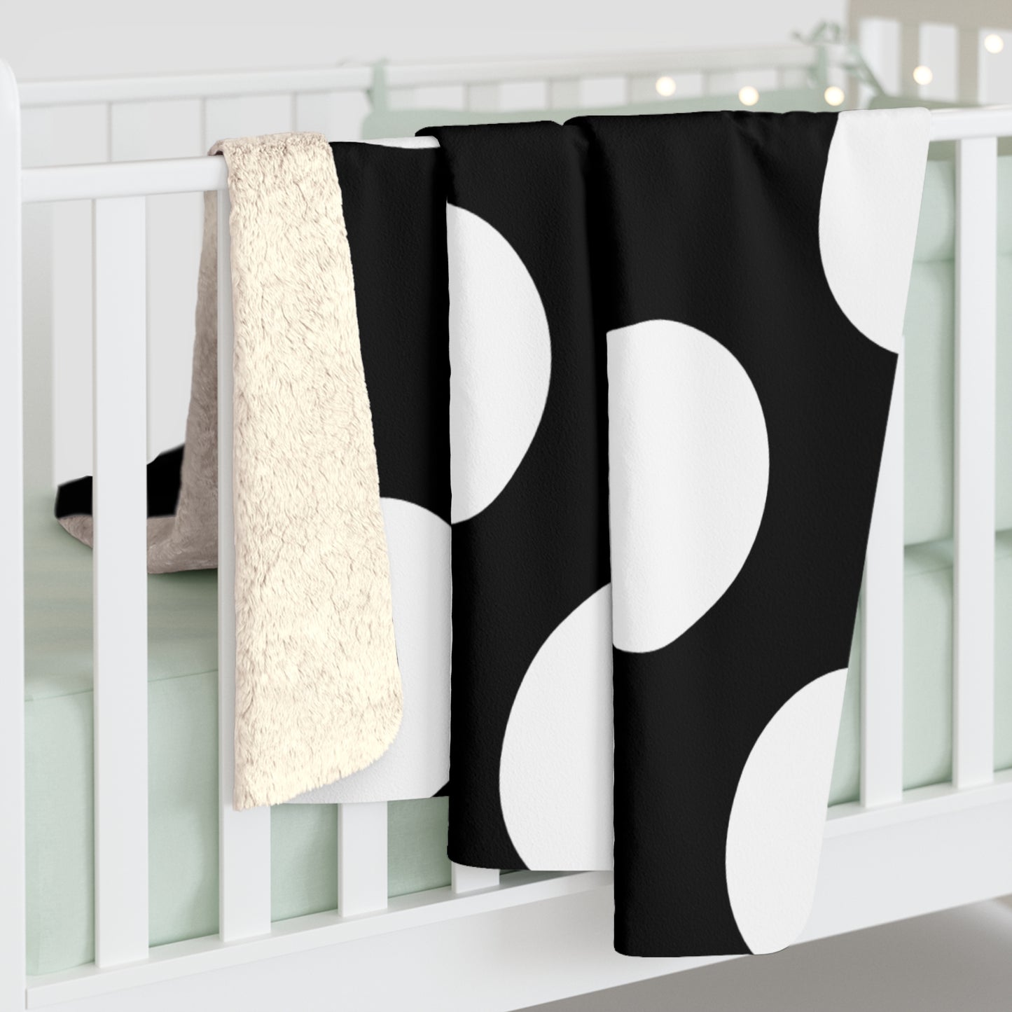 Black, White Retro Polka Dots Blanket Throw