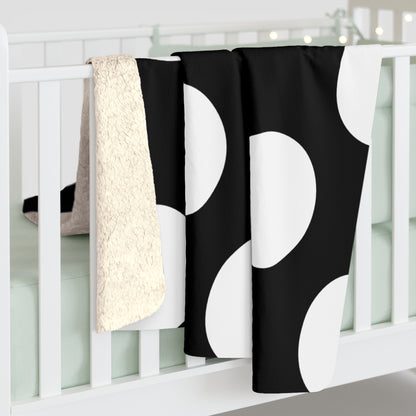 Black, White Retro Polka Dots Blanket Throw