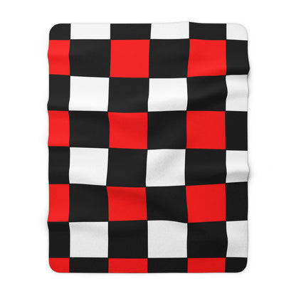 Black, White, Red Retro Check Blanket Throw