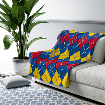 Aland Islands Retro Argyle Blanket Throw