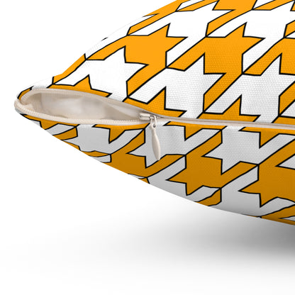 Orange, White Retro Houndstooth Cushion Pillow