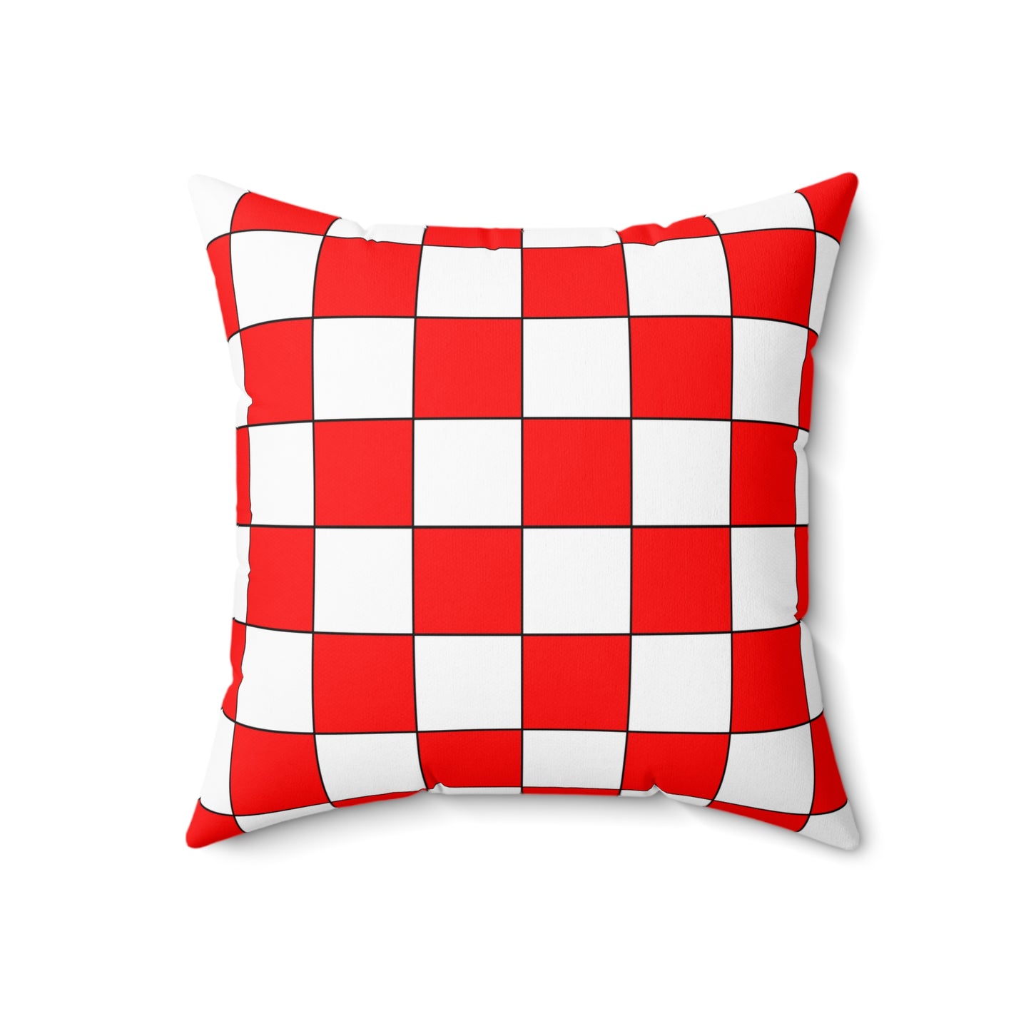 Red, White Retro Check Cushion Pillow