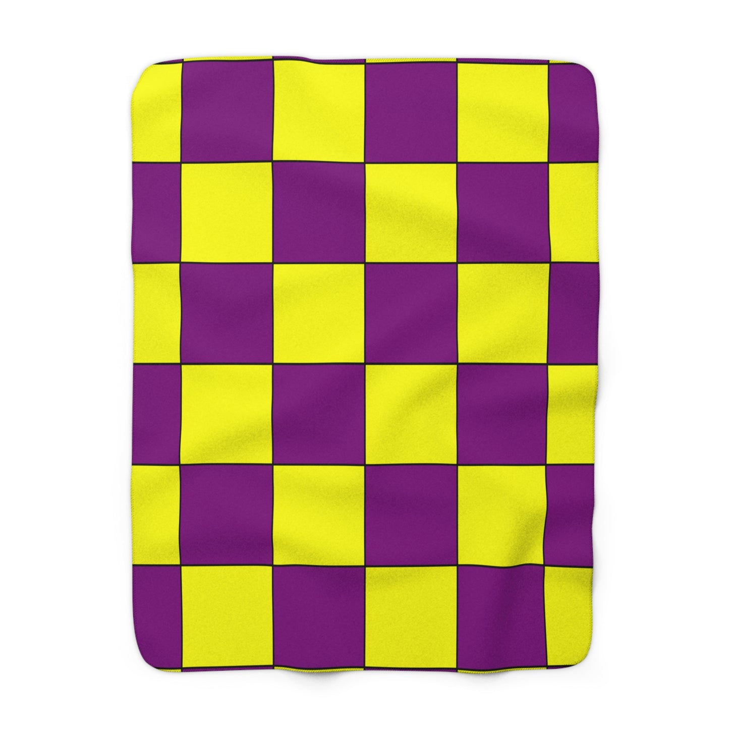 Purple, Yellow Retro Check Blanket Throw