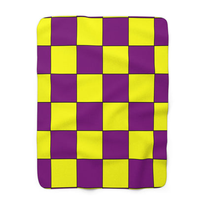 Purple, Yellow Retro Check Blanket Throw