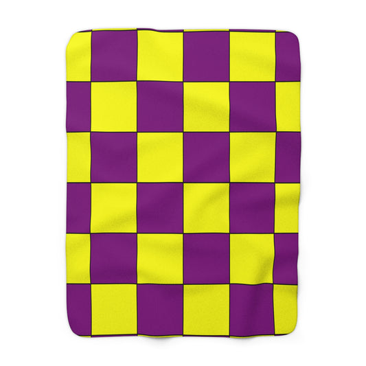 Purple, Yellow Retro Check Blanket Throw