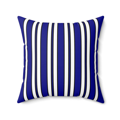 Dark Blue, White Retro Stripes Cushion Pillow