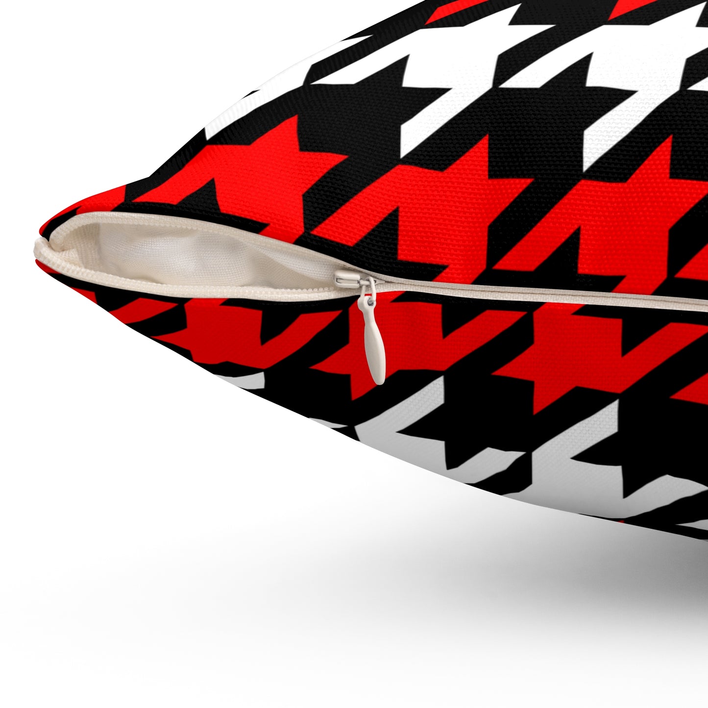 Black, White, Red Retro Houndstooth Cushion Pillow