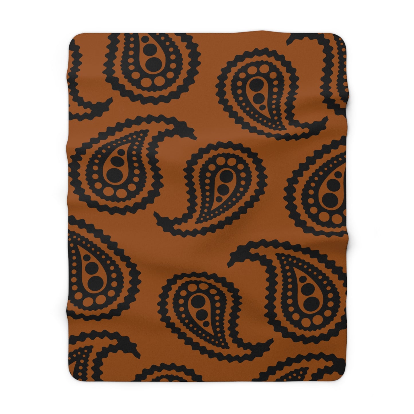 Brown, Black Retro Paisley Blanket Throw