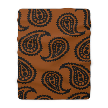 Brown, Black Retro Paisley Blanket Throw