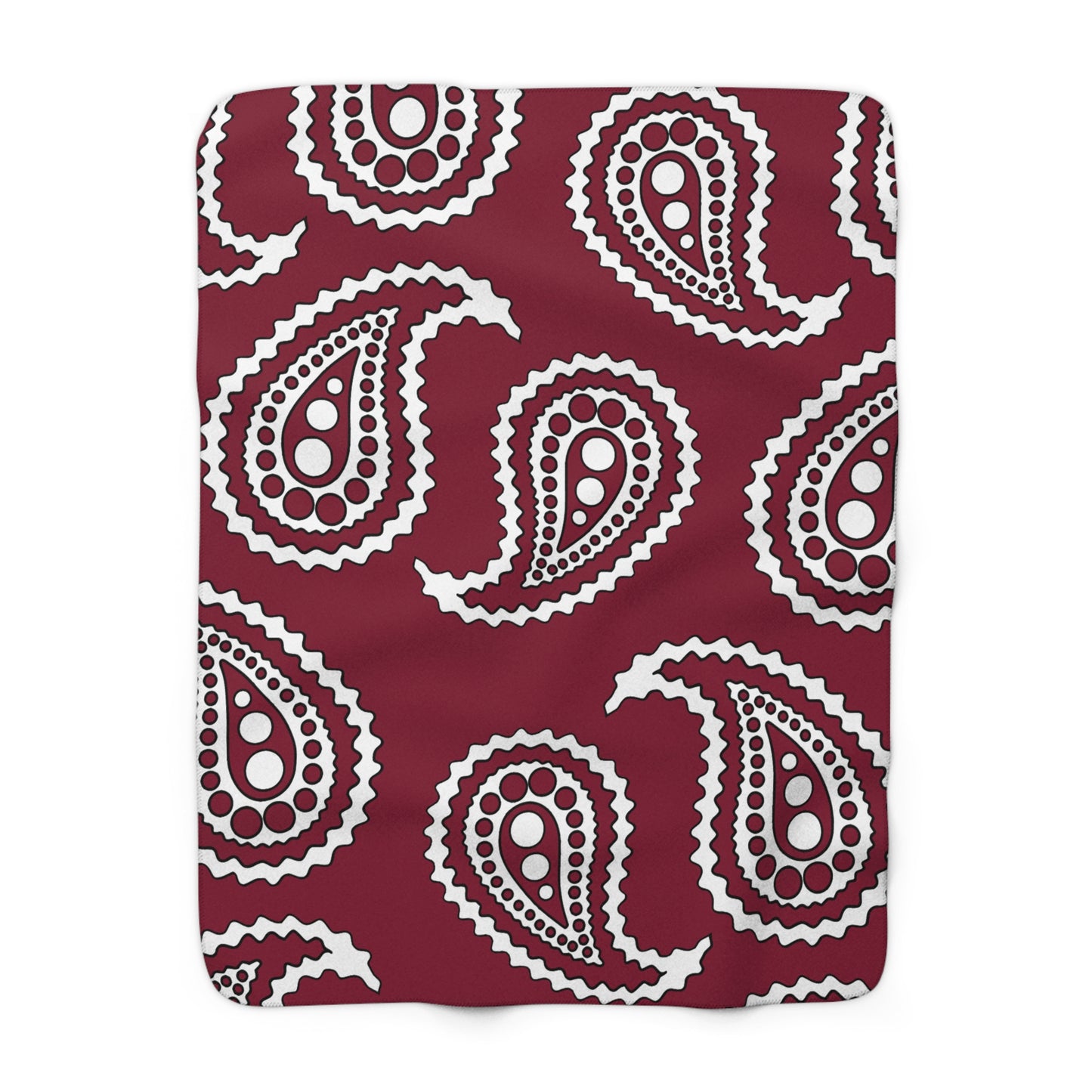 Claret, White Retro Paisley Blanket Throw