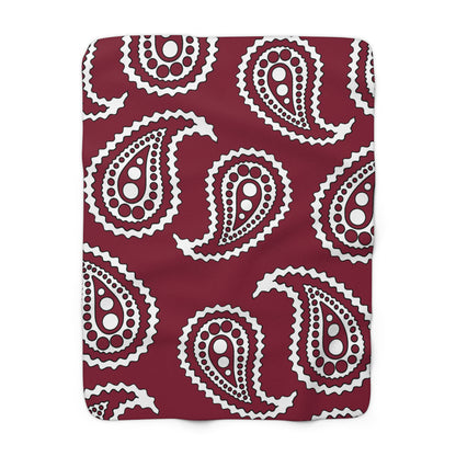 Claret, White Retro Paisley Blanket Throw