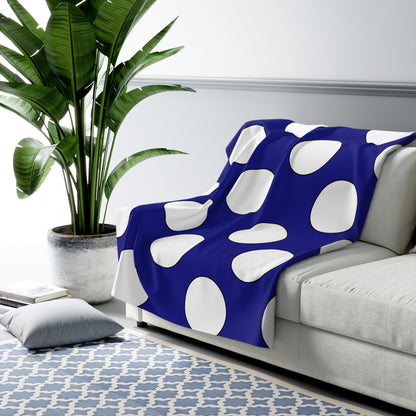 Navy Blue, White Retro Polka Dots Blanket Throw