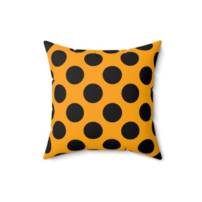 Orange, Black Retro Polka Dots Cushion Pillow