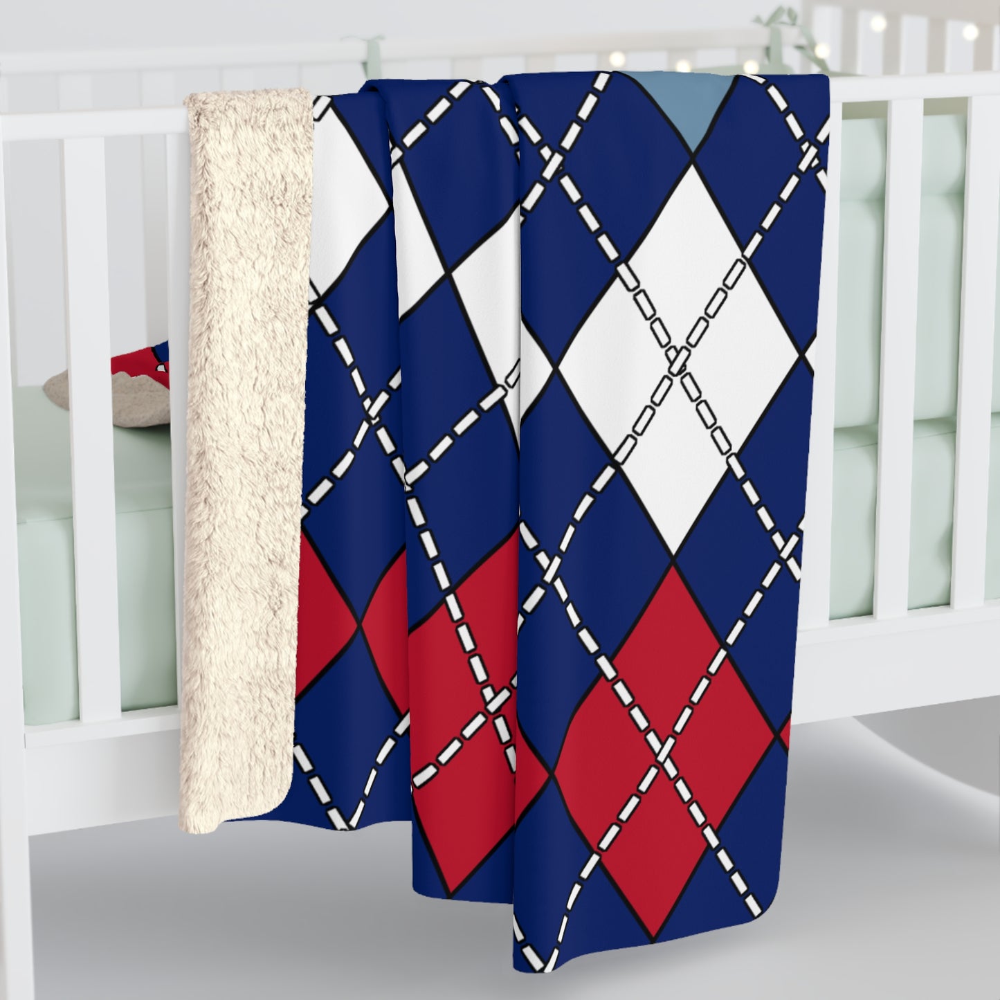 Falkland Islands Retro Argyle Blanket Throw