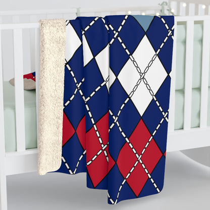 Falkland Islands Retro Argyle Blanket Throw