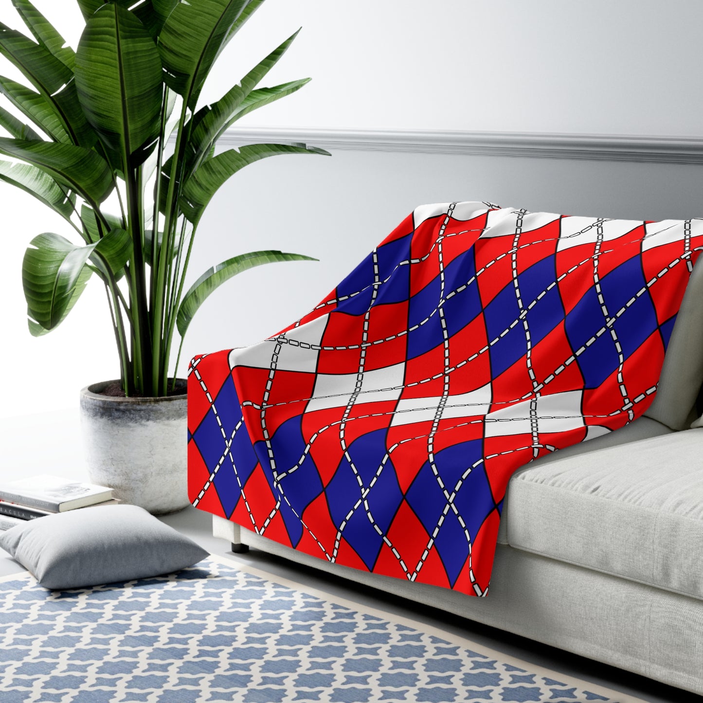 Croatia Retro Argyle Blanket Throw