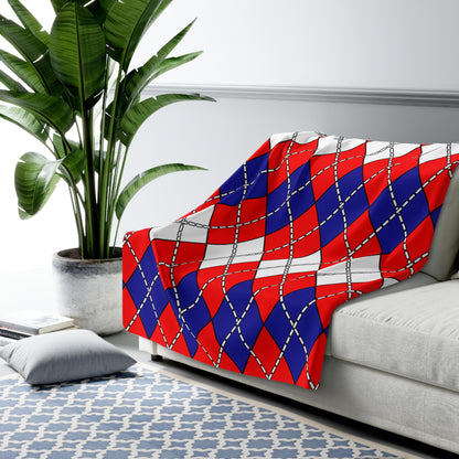 Croatia Retro Argyle Blanket Throw