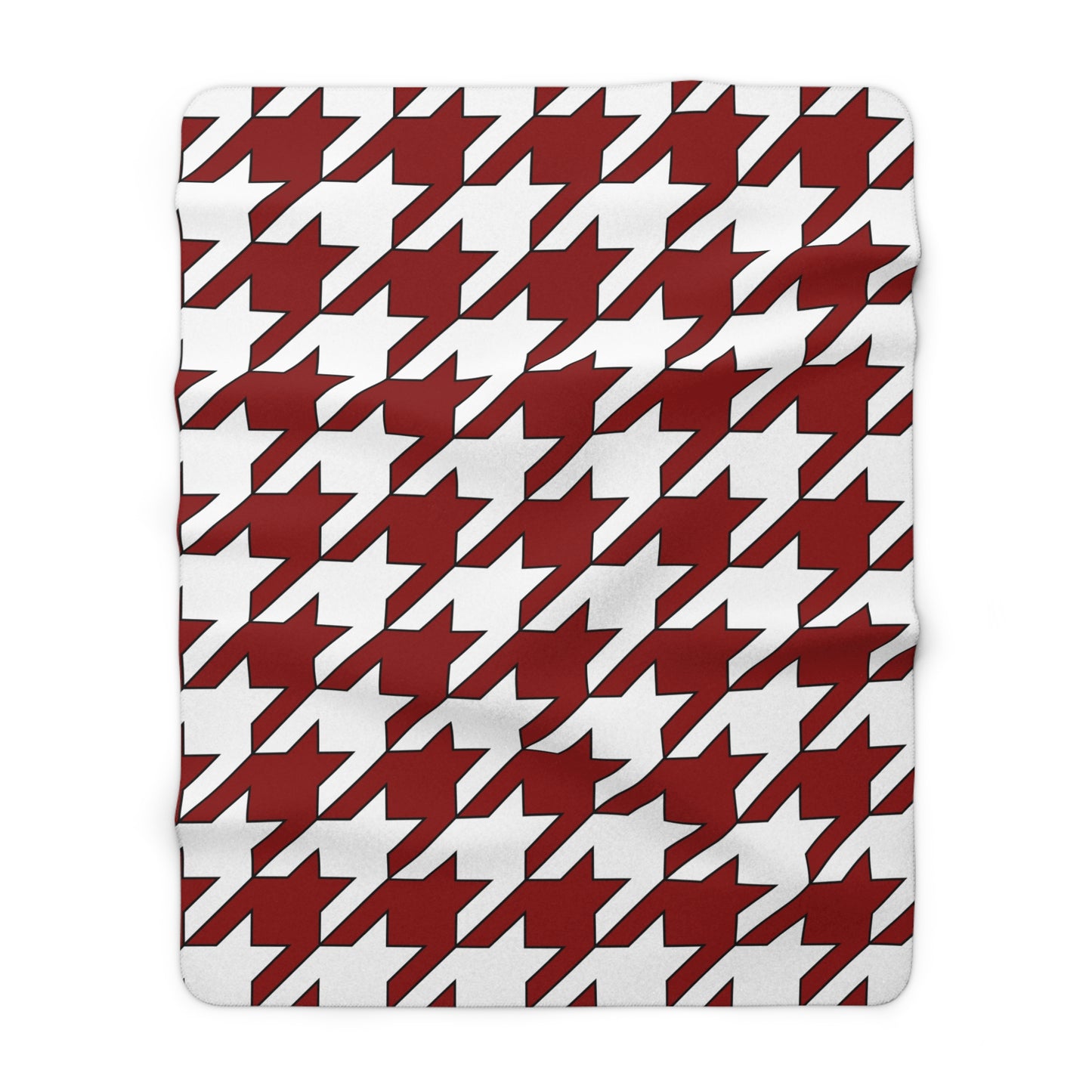 Dark Red, White Retro Houndstooth Blanket Throw