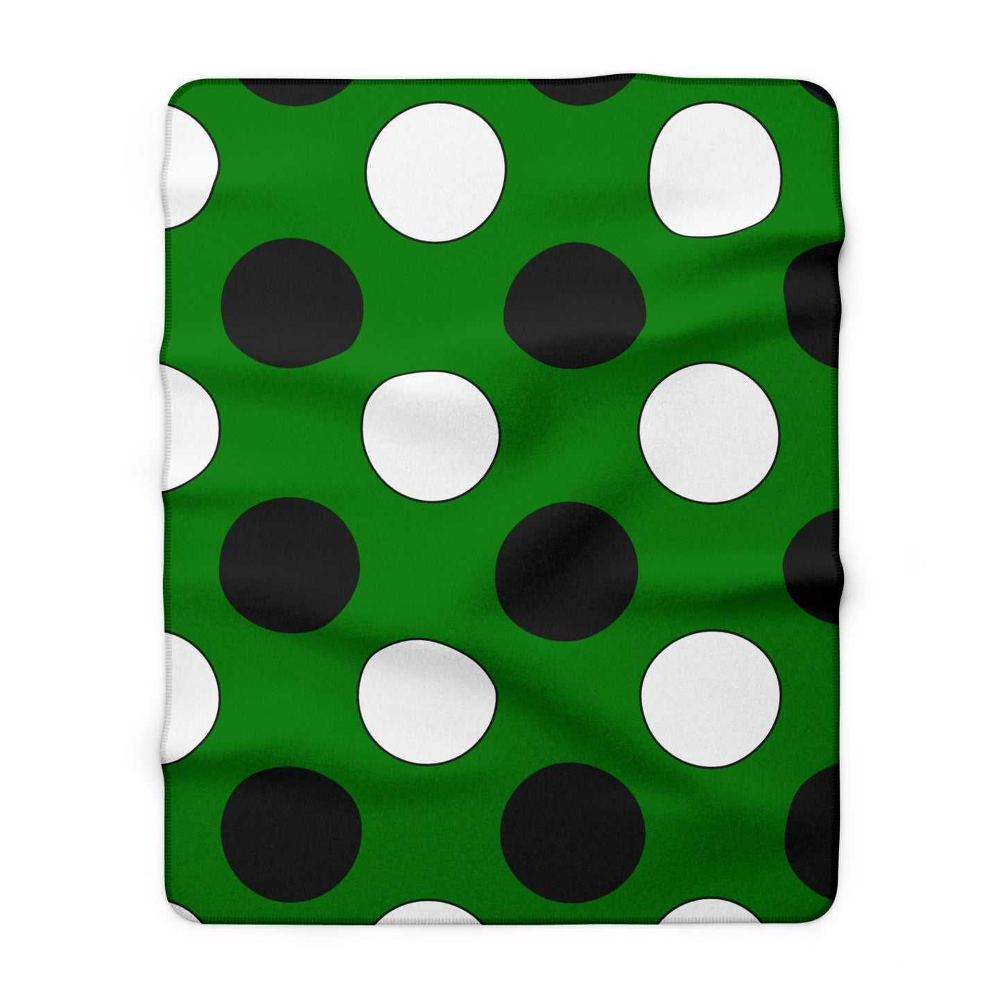 Green, Black, White Retro Polka Dots Blanket Throw