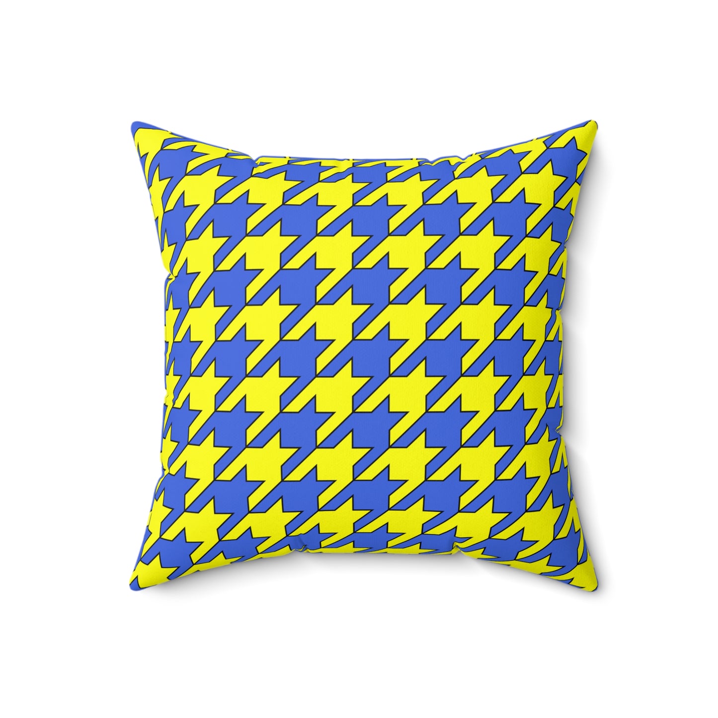 Royal Blue, Yellow Retro Houndstooth Cushion Pillow