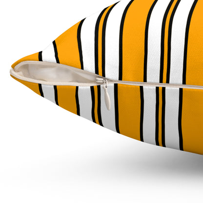 Orange, White Retro Stripes Cushion Pillow