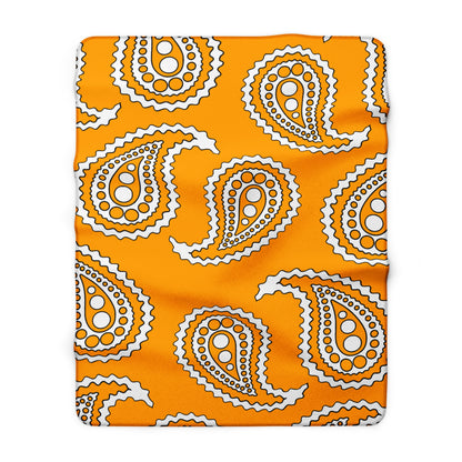 Orange, White Retro Paisley Blanket Throw