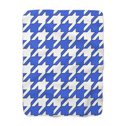 Royal Blue, White Retro Houndstooth Blanket Throw