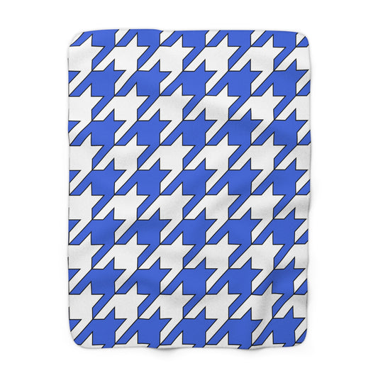 Royal Blue, White Retro Houndstooth Blanket Throw