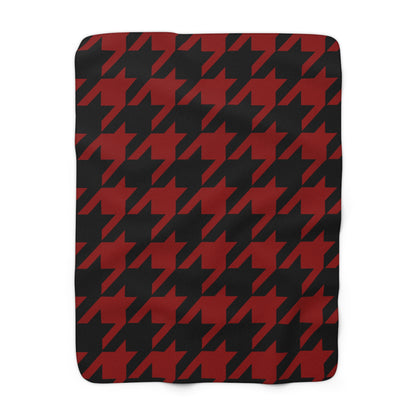 Dark Red, Black Retro Houndstooth Blanket Throw