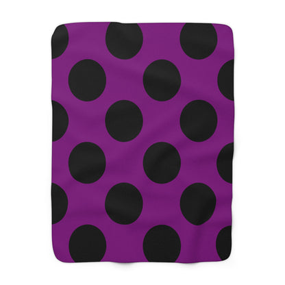 Purple, Black Retro Polka Dots Blanket Throw