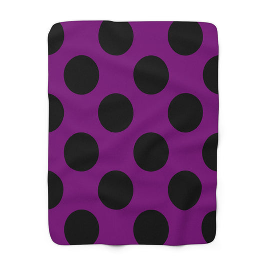 Purple, Black Retro Polka Dots Blanket Throw