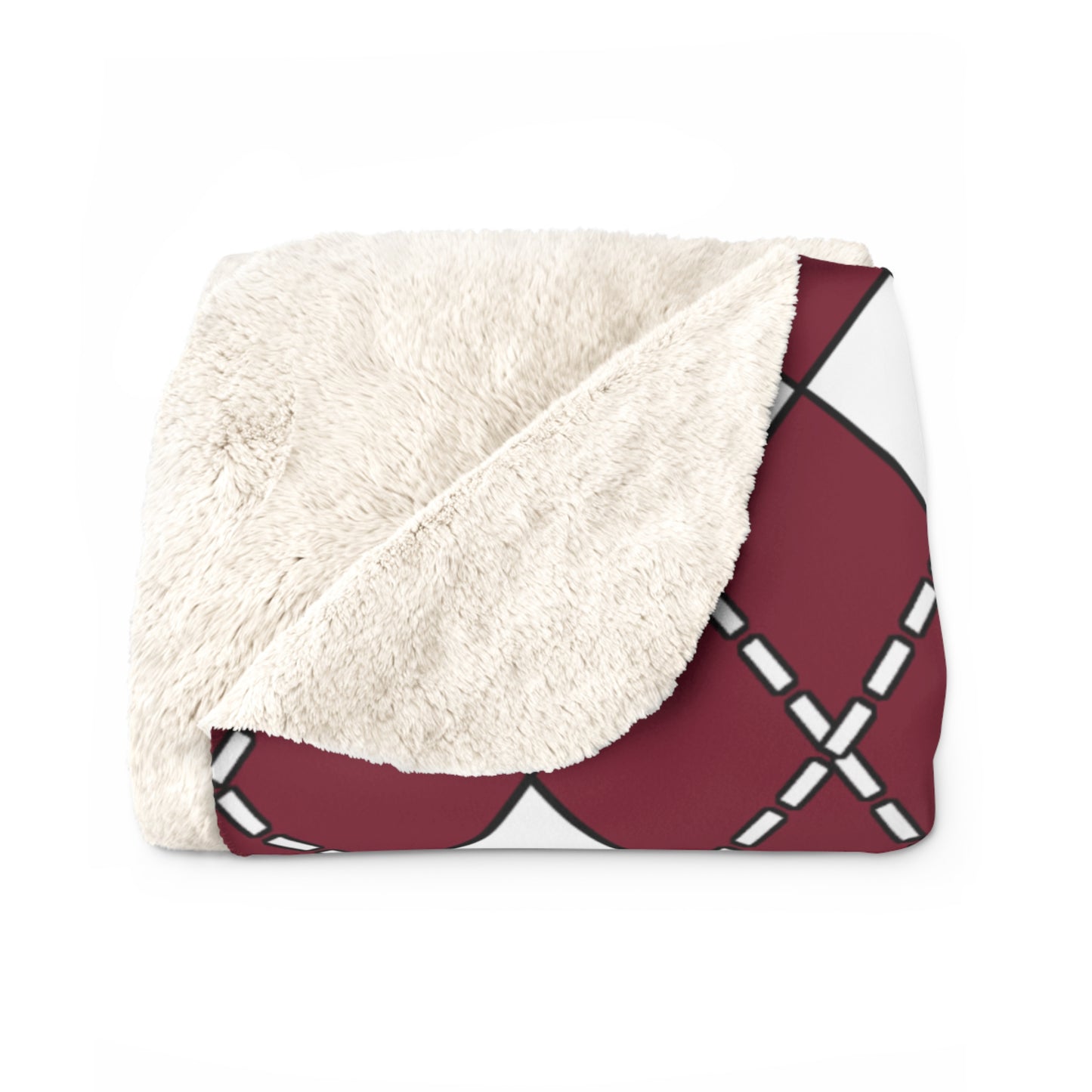 Claret, White Retro Argyle Blanket Throw