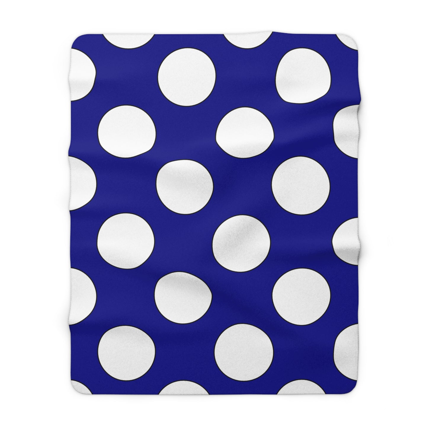 Dark Blue, White Retro Polka Dots Blanket Throw