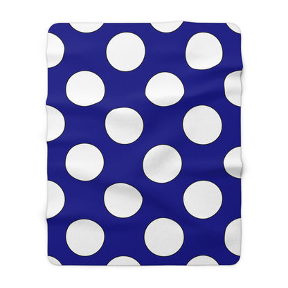Dark Blue, White Retro Polka Dots Blanket Throw