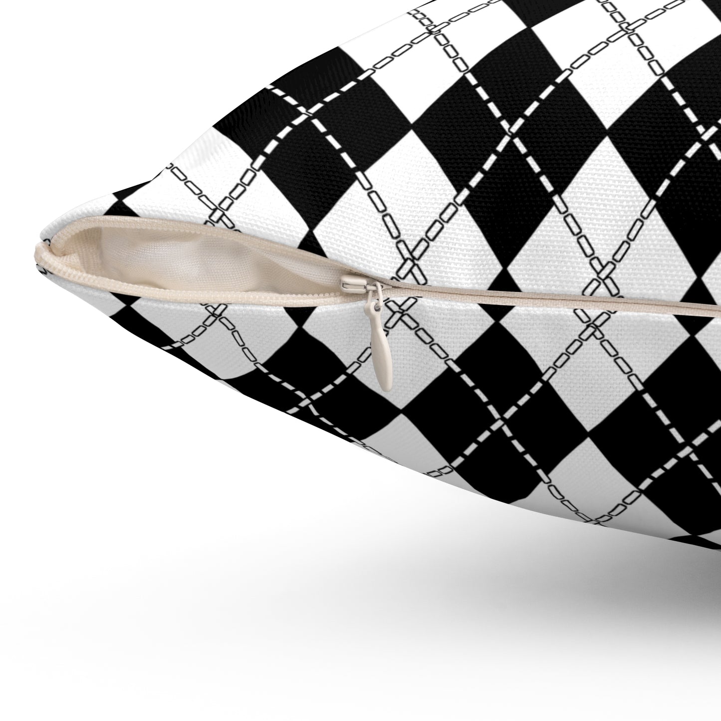 White, Black Retro Argyle Cushion Pillow