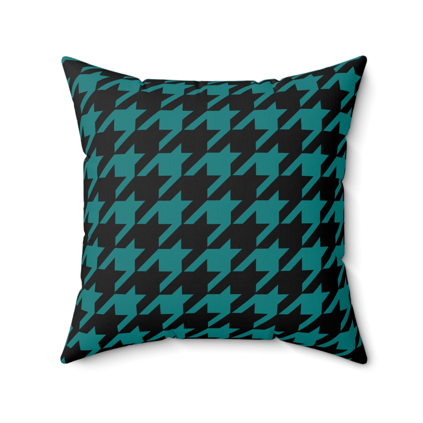 Teal, Black Retro Houndstooth Cushion Pillow