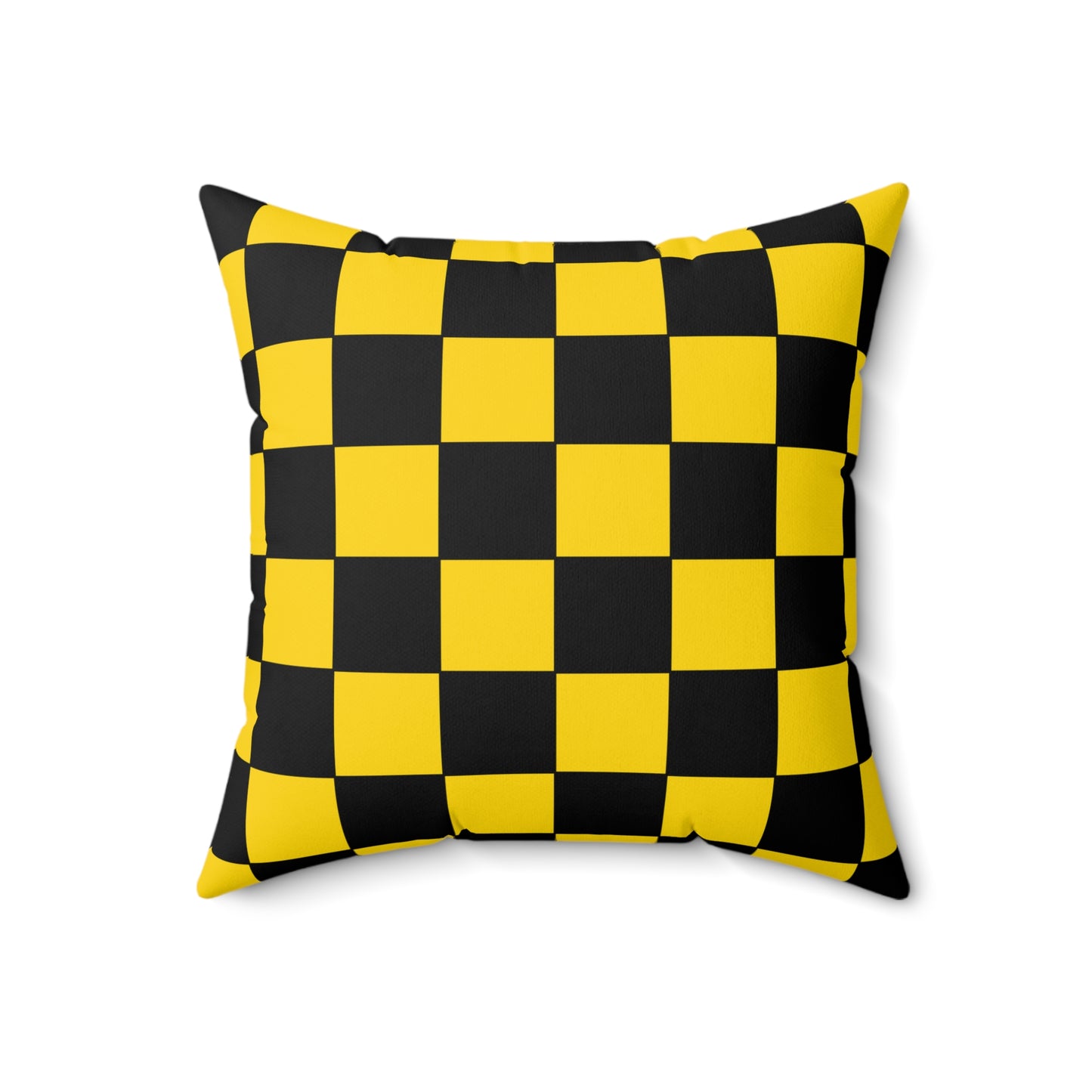 Gold, Black Retro Check Cushion Pillow