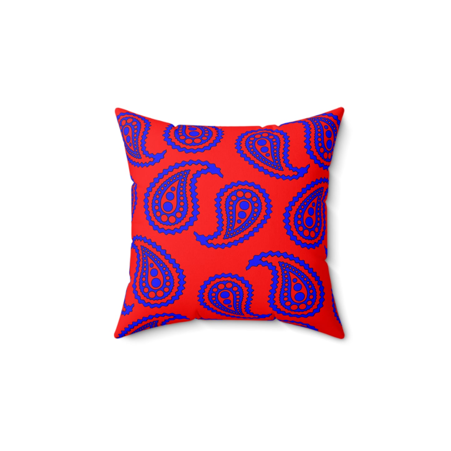 Red, Blue Retro Paisley Cushion Pillow