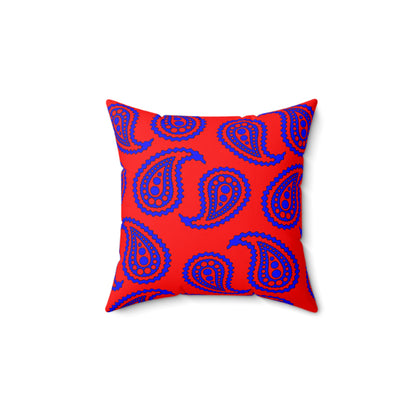 Red, Blue Retro Paisley Cushion Pillow