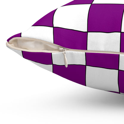 Purple, White Retro Check Cushion Pillow
